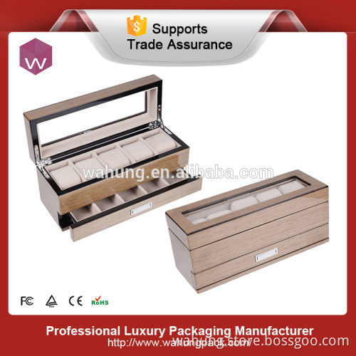 Large Wooden Watch Holder Box with Pillow Wrist Wach Case